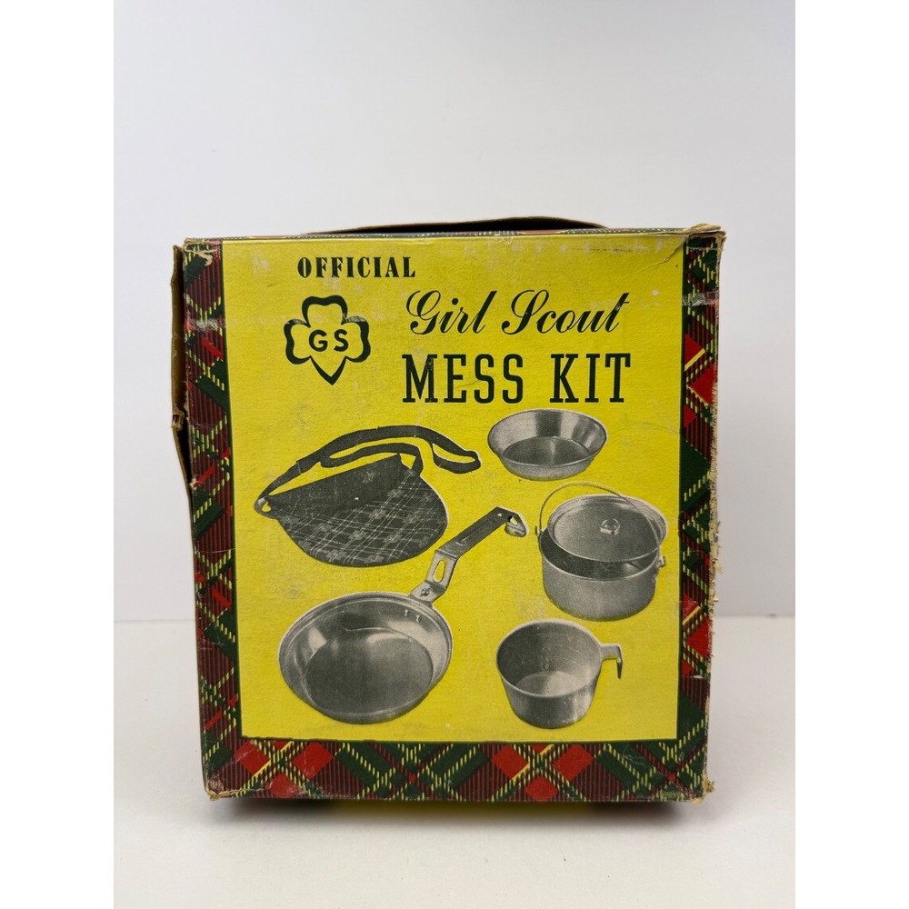 Vintage Official Girl Scout Mess Kit No. 15-302 Aluminum Camping Set with Box